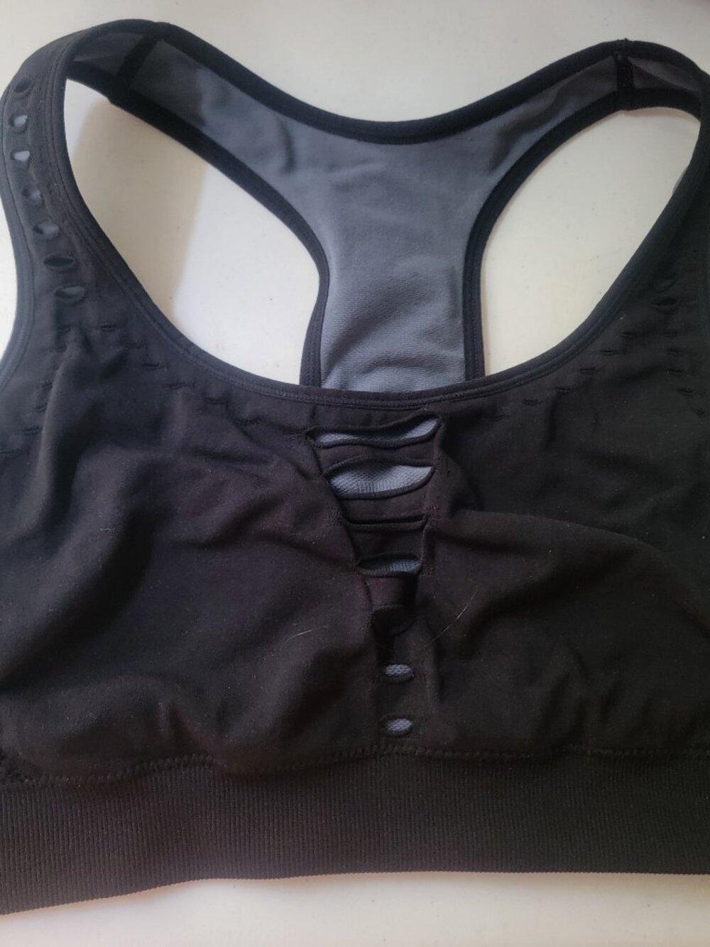 Women's Size XL Champion Sports Bra Black Racerback no Padding Nylon/Spandex